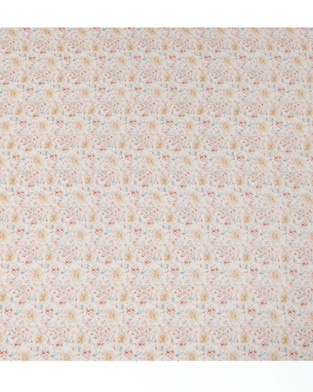 Cream Viscose Digital Printed Fabric with Soft Floral Design, 110 cm Width-D21320