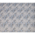 Silver Grey Viscose Digital Printed Fabric with Metallic Finish and Blue Floral Design, 110 cm Width-D21328