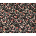 Black Viscose Cotton Digital Printed Fabric with Floral Design, 110 cm Width-D21338