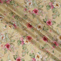 Yellow Viscose Cotton Digital Printed Fabric with Floral Design, 110 cm Width-D21340