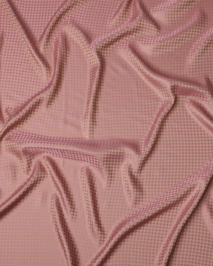 Pink Jacquard Pure Silk Fabric with Tone-on-Tone Houndstooth Pattern – 110 cm Width-D21393