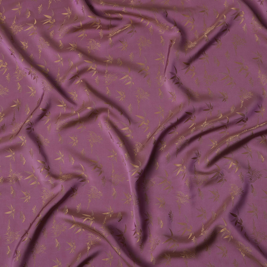 Purple Jacquard Pure Silk Fabric with Tone-on-Tone Floral Design – 110 cm Width-D21394