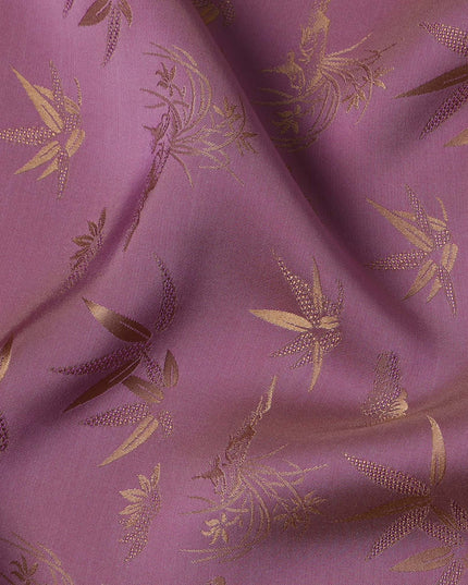 Purple Jacquard Pure Silk Fabric with Tone-on-Tone Floral Design – 110 cm Width-D21394