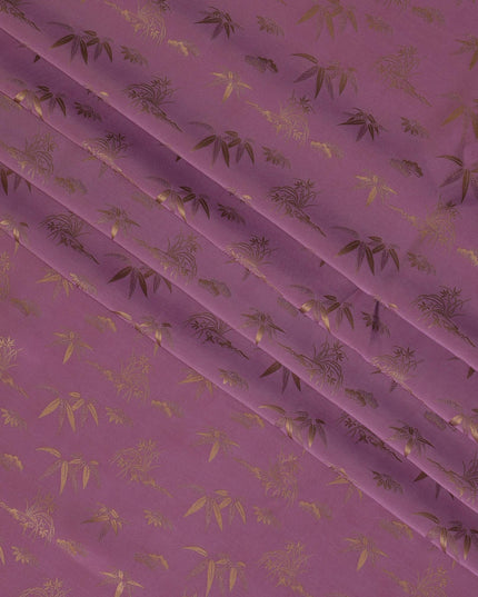 Purple Jacquard Pure Silk Fabric with Tone-on-Tone Floral Design – 110 cm Width-D21394