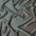 Teal Jacquard Pure Silk Satin Fabric with Floral Bamboo Design – 110 cm Width-D21396