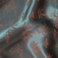 Teal Jacquard Pure Silk Satin Fabric with Floral Bamboo Design – 110 cm Width-D21396
