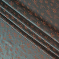 Teal Jacquard Pure Silk Satin Fabric with Floral Bamboo Design – 110 cm Width-D21396