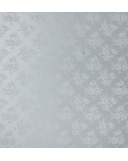 Silver Grey Jacquard Pure Silk Satin Fabric with Floral Design – 110 cm Width-D21397