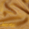 Golden Yellow Jacquard Pure Silk Satin Fabric with Bamboo Leaf Design – 110 cm Width-D21398