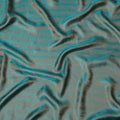 Turquoise Jacquard Pure Silk Satin Fabric with Abstract Motif Design – 110 cm Width-D21399