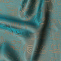 Turquoise Jacquard Pure Silk Satin Fabric with Abstract Motif Design – 110 cm Width-D21399