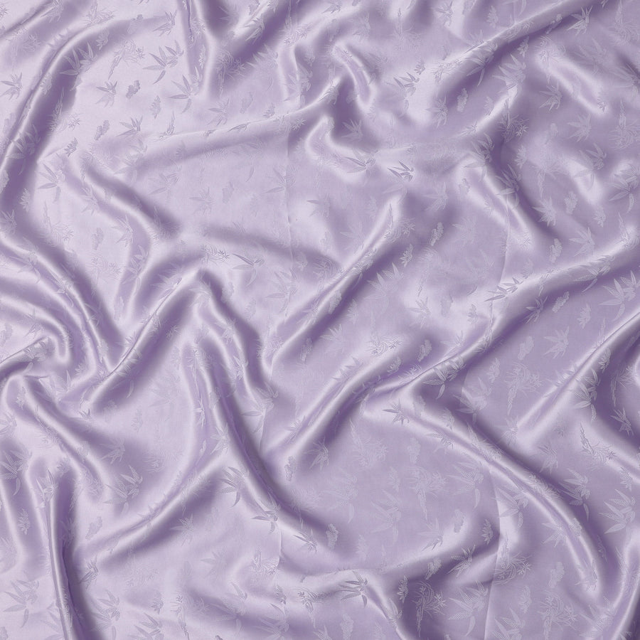 قماش ساتان حريري خالص من الجاكار باللون الخزامي مع تصميم زهور الخيزران - عرض 110 سم - D21401