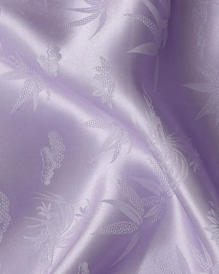 Lavender Jacquard Pure Silk Satin Fabric with Bamboo Floral Design – 110 cm Width-D21401