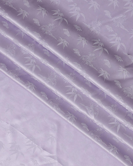 Lavender Jacquard Pure Silk Satin Fabric with Bamboo Floral Design – 110 cm Width-D21401