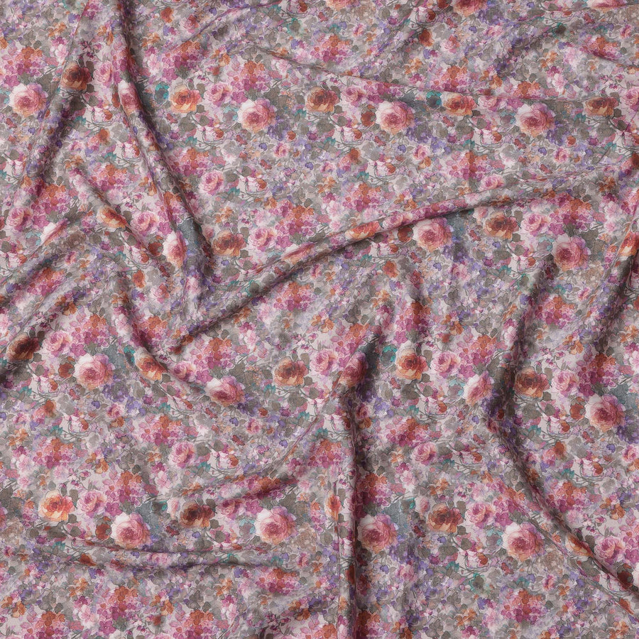 قماش ساتان قطني مطبوع عليه زهور متعدد الألوان – عرض 110 سم – D21403