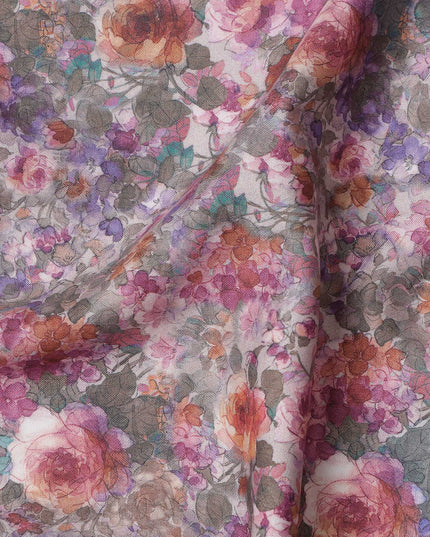 Multicolor Floral Cotton Satin Fabric printed – 110 cm Width-D21403