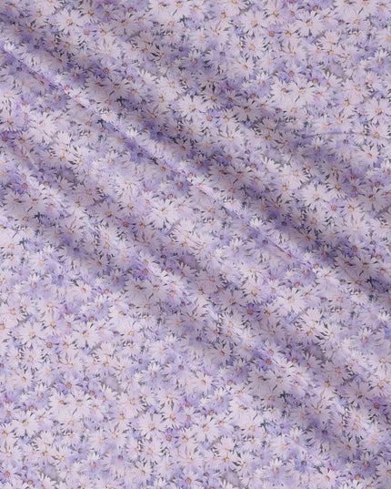 Lavender Daisy Cotton Satin Fabric printed – 110 cm Width-D21405