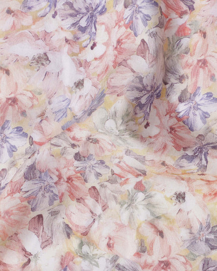 Pastel Multicolor Floral Cotton Satin Fabric printed – 110 cm Width-D21406