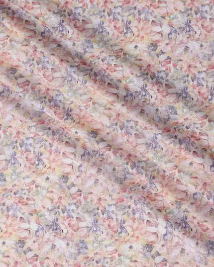 Pastel Multicolor Floral Cotton Satin Fabric printed – 110 cm Width-D21406