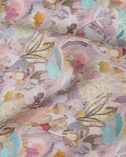 Pastel Multicolor Abstract Cotton Satin Fabric with Printed Design – 110 cm Width-D21407