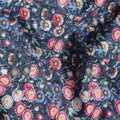 Navy Blue Floral Cotton Lawn Fabric with Printed Design – 110 cm Width-D21408