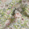 Green Floral Cotton Lawn Fabric with Printed Rose Design – 110 cm Width-D21410 Regal Fabrics