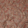 Rust Brown Floral and Leaf Print Viscose Tussar Fabric with Beige and Olive Accents, 110 Cms Width, Made in India-D24337