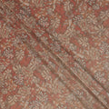 Rust Brown Floral and Leaf Print Viscose Tussar Fabric with Beige and Olive Accents, 110 Cms Width, Made in India-D24337