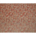 Rust Brown Floral and Leaf Print Viscose Tussar Fabric with Beige and Olive Accents, 110 Cms Width, Made in India-D24337
