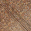 Walnut Brown Floral and Leaf Print Viscose Tussar Fabric with Beige and Terracotta Accents, 110 Cms Width, Made in India-D24338