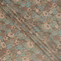 Olive Green Floral and Leaf Motif Viscose Tussar Fabric with Beige and Rust Accents, 110 Cms Width, Made in India-D24339
