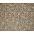 Olive Green Floral and Leaf Motif Viscose Tussar Fabric with Beige and Rust Accents, 110 Cms Width, Made in India-D24339