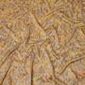 Golden Yellow Abstract Leaf Printed Viscose Tussar Fabric with Beige and Rust Highlights, 110 Cms Width, Made in India-D24340