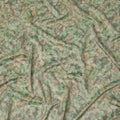 Mint Green Abstract Leaf Printed Viscose Tussar Fabric with Beige and Olive Accents, 110 Cms Width, Made in India-D24341