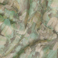 Mint Green Abstract Leaf Printed Viscose Tussar Fabric with Beige and Olive Accents, 110 Cms Width, Made in India-D24341
