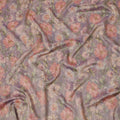 Lavender Base Floral Printed Viscose Tussar Fabric with Peach and Beige Blooms, 110 Cms Width, Made in India-D24343