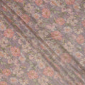 Lavender Base Floral Printed Viscose Tussar Fabric with Peach and Beige Blooms, 110 Cms Width, Made in India-D24343