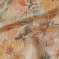Beige Base Floral Printed Viscose Tussar Fabric with Orange and Green Tones, 110 Cms Width, Made in India-D24344