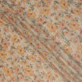 Beige Base Floral Printed Viscose Tussar Fabric with Orange and Green Tones, 110 Cms Width, Made in India-D24344