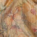 Mustard Yellow Base Floral Printed Viscose Tussar Fabric with Peach and Olive Accents, 110 Cms Width, Made in India-D24345