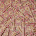 Rose Pink Base Floral Printed Viscose Tussar Fabric with Beige and Olive Accents, 110 Cms Width, Made in India-D24347