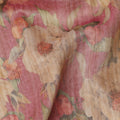 Rose Pink Base Floral Printed Viscose Tussar Fabric with Beige and Olive Accents, 110 Cms Width, Made in India-D24347