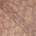 Rose Pink Base Floral Printed Viscose Tussar Fabric with Beige and Olive Accents, 110 Cms Width, Made in India-D24347