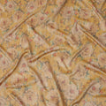 Mustard Yellow Base Floral Printed Viscose Tussar Fabric with Beige Blooms and Green Leaves, 110 Cms Width, Made in India-D24348
