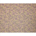 Beige Base Purple Floral Printed Viscose Tussar Fabric with Green Leaf Motifs, 110 Cms Width, Made in India-D24349