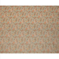 Dusty Sage Green Base with Orange Paisley Floral Printed Viscose Tussar Fabric with Subtle Vertical Stripes, 110 Cms Width, Made in India-D24355