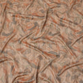 Peach Base Abstract Multi-Colored Artistic Printed Viscose Tussar Fabric with Vertical Self Stripes, 110 Cms Width, Made in India-D24357