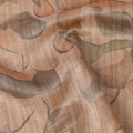 Peach Base Abstract Multi-Colored Artistic Printed Viscose Tussar Fabric with Vertical Self Stripes, 110 Cms Width, Made in India-D24357