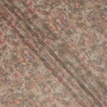 Warm Brown Base Multicolor Faded Floral Printed Viscose Tussar Fabric with Textured Self Stripes, 110 Cms Width, Made in India-D24360