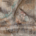Muted Grey Base Multicolor Watercolor Floral Printed Viscose Tussar Fabric with Subtle Self Stripes, 110 Cms Width, Made in India-D24361